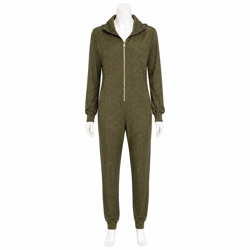 Savage X Fenty Jumpsuit Womens Medium Green Glitter Casual Edgy Fun Lounge Wear